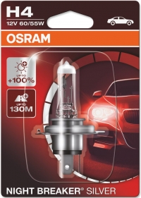 Галогенная лампа H4 OSRAM NIGHT BREAKER SILVER +100%