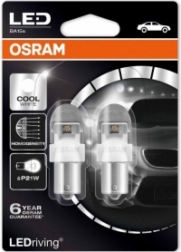 Пара светодиодных LED ламп P21W / BA15s OSRAM LEDriving PREMIUM 7556CW-02 6000К
