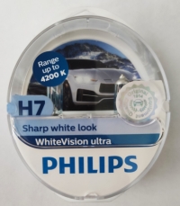 Галогенные лампы H7 Philips WhiteVision Ultra 4200K +60% (пара)